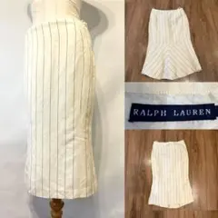 Ralph Lauren リネンレーヨン　ピンストライプスカート裏地シルク　Mのサムネイル