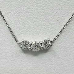 美品 Pt900/Pt850 計0.31ct 3石 ダイヤネックレス フリー調整のサムネイル