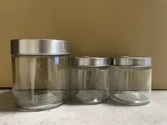 3個セット　ガラス　瓶　キャニスター　ステンレス　蓋　700　330　ml