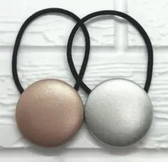 【260】ハンドメイド38mm くるみボタン　ヘアゴム