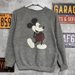 ぽ*ま様 ミッキーマウス スウェット グレー ラグラン ディズニー 古着