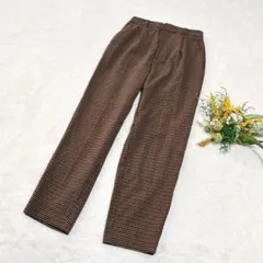 【ジーユー】GU 起毛タックテーパードパンツ(チェック) ウエストゴム M ○