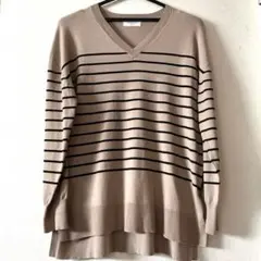OPAQUE.CLIP ストライプ Vネック ニット　タイムセール3/15まで
