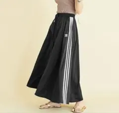 adidas originals フレアスカート ストライプ ブラックのサムネイル