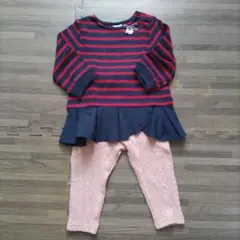 プティマイン ボーダートップス×レギンスセット