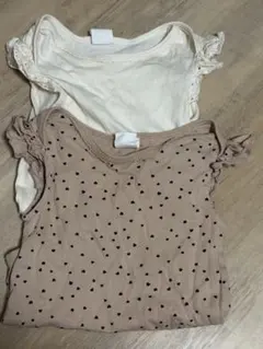 ベージュ 水玉 ボディスーツ 2枚セット