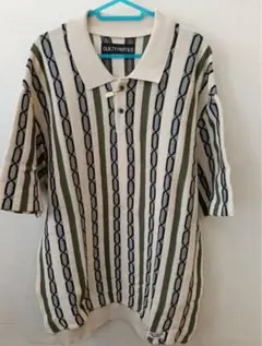 ワコマリア　24ss ストライプジャガードサマーニットポロシャツ　秋服