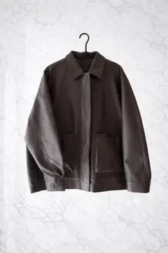 GUダークブラウン フェイクレザーオーバー ジャケット