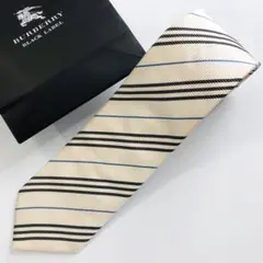 バーバリーブラックレーベル ネクタイ ストライプ柄 ホワイト