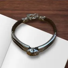 編み込みレザーブレスレット ブラック