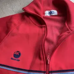 アシックス 日本製 80s ワンポイント 刺繍ロゴ トラックジャケット 赤 Ｌ