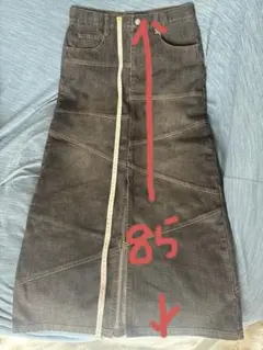 黒・インディゴブルー ジーンズスタイル ロングスカート