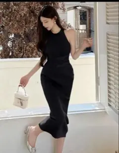 SHEIN DAZY ブラック ノースリーブ ニットワンピース