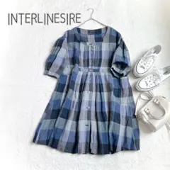 【美品】アンテルリネエール　リネン100% 2WAYワンピース　青系【日本製】
