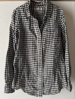 フレンチリネン ギンガムチェックシャツ