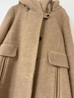 美品　ナノユニバース　BIGフード　ベージュ　ミドルコート 軽量暖かビッグフード