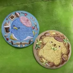 サンリオ　ポムポムプリン　タキシードサム　刺繍缶バッチ2個セット