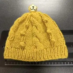 【値下】ベビーキッズ　ニット帽　マスタード色　￼かわいい飾り付き