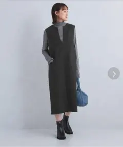 green label relaxing カルゼ キーネック ジャンパースカート