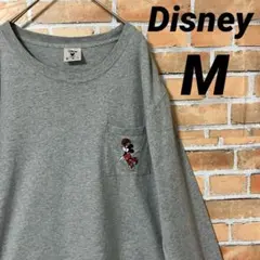 Disney GU 刺繍 ポケットTEE ワンポイント バスケ 長袖 Tシャツ