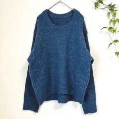 良品✨ ti. ティ 【Ｓ】ウール混 ニット ブルー ドロップショルダーざっくり