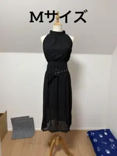 【在庫処分セール】新品 ノースリーブ ハイネック ロングワンピース ブラックM