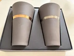 陶器製ブラウンタンブラー2個セット　美濃焼