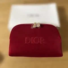 Dior ベルベット赤ポーチ