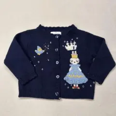 KP ニットプランナー　カーディガン 90 ネイビー うさぎ 刺繍