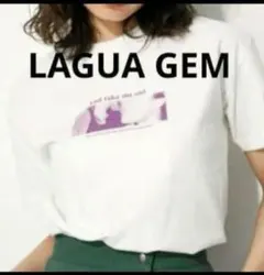 LAGUA GEM プリントTシャツ ホワイト　ラグアジェム 白 シャツ　夏のサムネイル