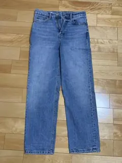 ZARA ダメージ加工 ストレートデニムライトブルー