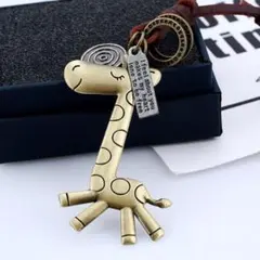 キリン レザー キーホルダー レトロ アニマル アメカジ バッグチャーム\