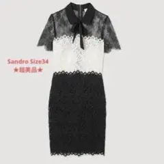 超美品★Sandro レース ボウタイ ワンピース ドレス Size 34のサムネイル