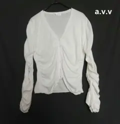 a.v.v アーヴェヴェ 春物 ニット カーディガン ホワイト サイズ42 L
