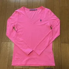 Ralph Lauren Vネックポニー刺繍薄手 長袖 Tシャツ Sサイズ