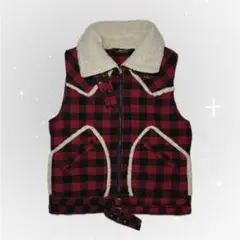 00s moussy チェック ボア ベスト パンク グランジ ゴシック