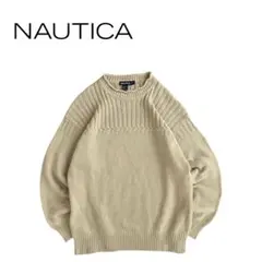 【美品】NAUTICA ノーティカ 90s コットン モックネック ニット BEのサムネイル