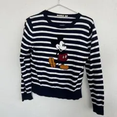 ユニクロDisney ミッキー刺繍 ストライプセーター 160