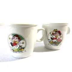 希少 美品 ペコちゃん マグカップ 2客セット 不二家 当時物 昭和レトロ