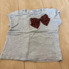 familiar グレー Tシャツ リボン付き
