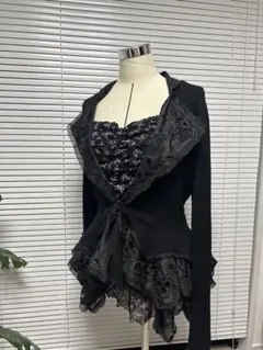 ブラックノースリーブミニワンピース アシンメトリー 花柄 y2k グランジ