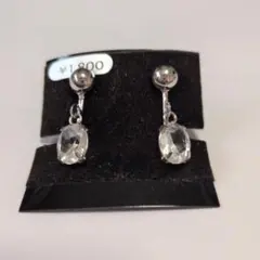 一粒ダイヤモンド風クリスタル イヤリング ジルコニア CZ シルバー カラー