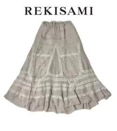レキサミフレアレースロングスカートピンタックエアリー薄手美シルエットグレーお嬢様のサムネイル