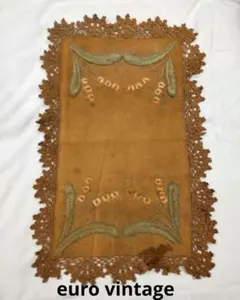 フランスアンティークレース テーブルクロス 刺繍 ユーロヴィンテージ