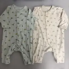 ベビー ロンパース 2枚セット 恐竜 花柄
