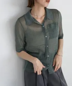 select MOCA　セレクトモカ　ラメシアーハーフスリーブシャツ