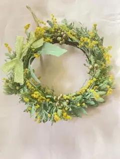 【一点物】金色リボンのリース