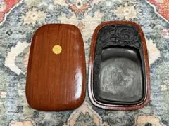 唐硯 5吋 彫花硯 楕円 蛋形 梅鳥彫刻 - メルカリ