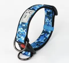 新品　犬用品　二重ロック式首輪　青迷彩　Sサイズ　小型犬　中型犬