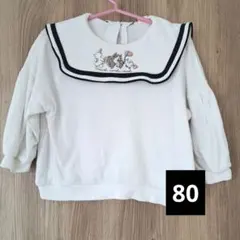 cottoli セーラー襟刺繍トレーナー 80サイズ